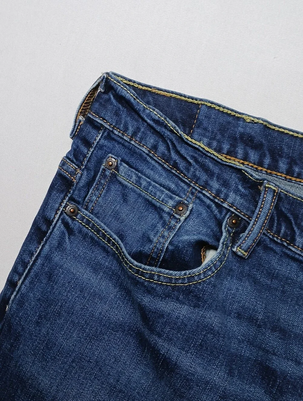 Levi's 569 Mens Loose Straight Fit Jeans 42X32 Dark Blue Wash Denim Stretch